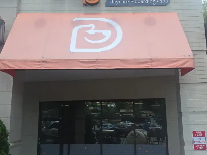 Commercial awning and sidewalk soft wash in Roswell, GA