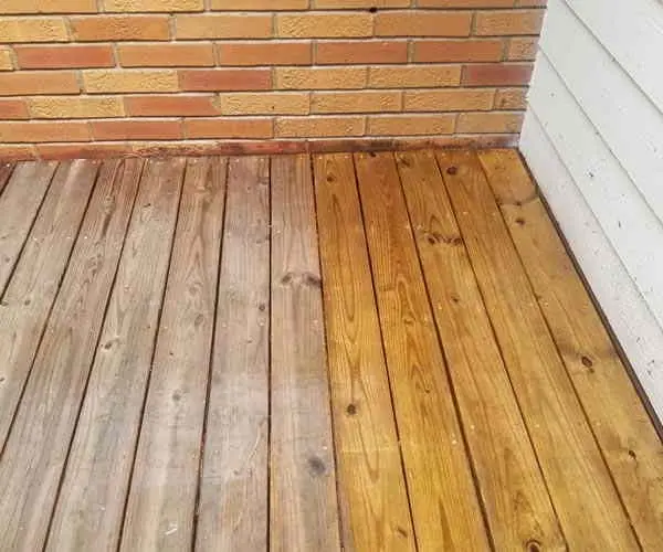 Interior concrete floor before and after pressure washing (Oct 2018)