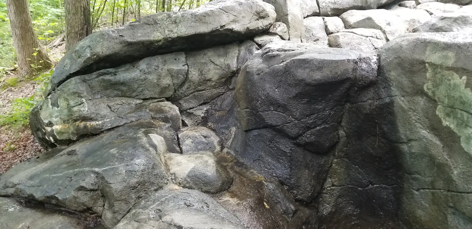 Rock waterfall area after cleaning, Townpark Ravine office campus, Kennesaw, Cobb County, GA (May 31, 2019)
