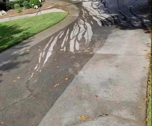 Concrete driveway before and after pressure washing (Oct 2018)