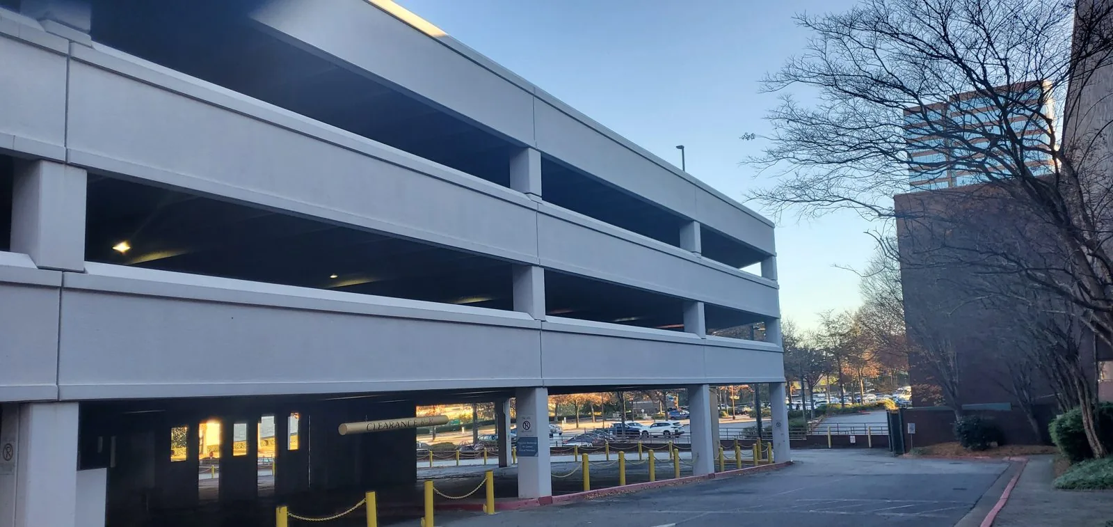 Exterior of the Cobb Galleria parking deck (November 27, 2021)