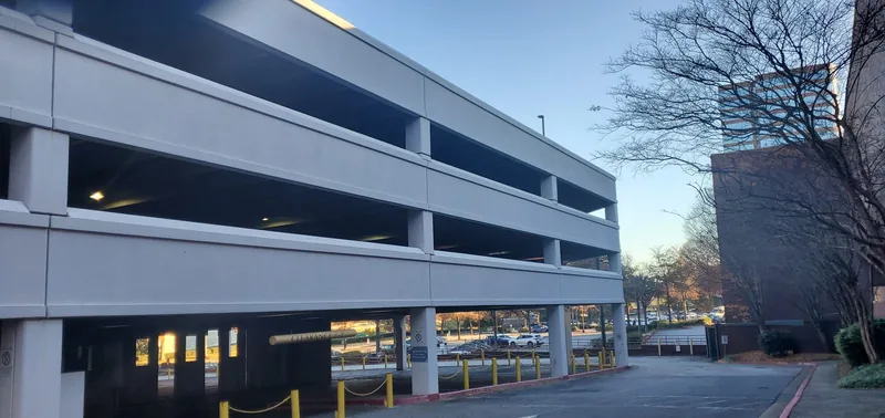 Exterior of the Cobb Galleria parking deck (November 27, 2021)